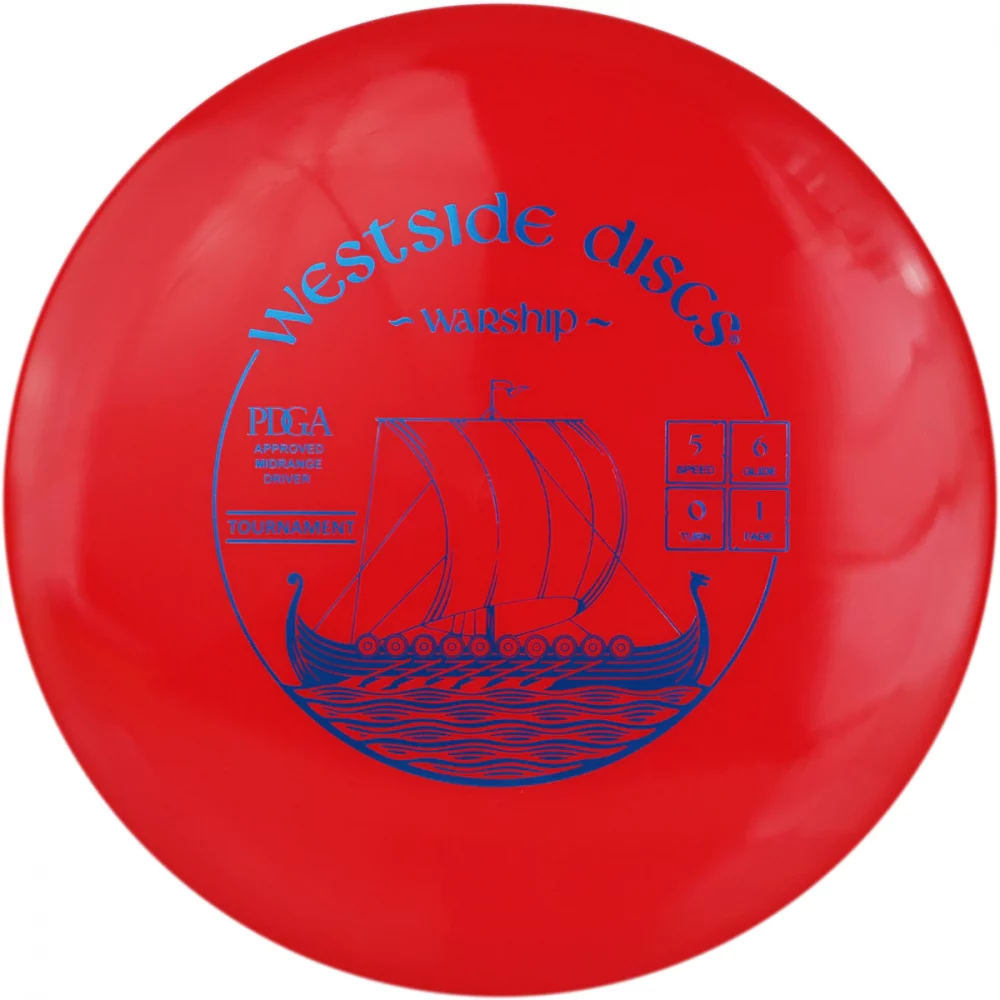 Westside Discs Tournament Line Warship red par3 disku golfs