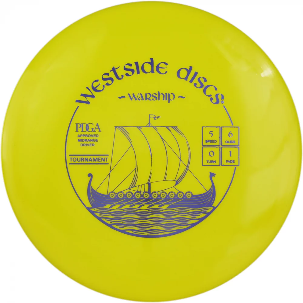 Westside Discs Tournament Line Warship yellow par3 disku golfs