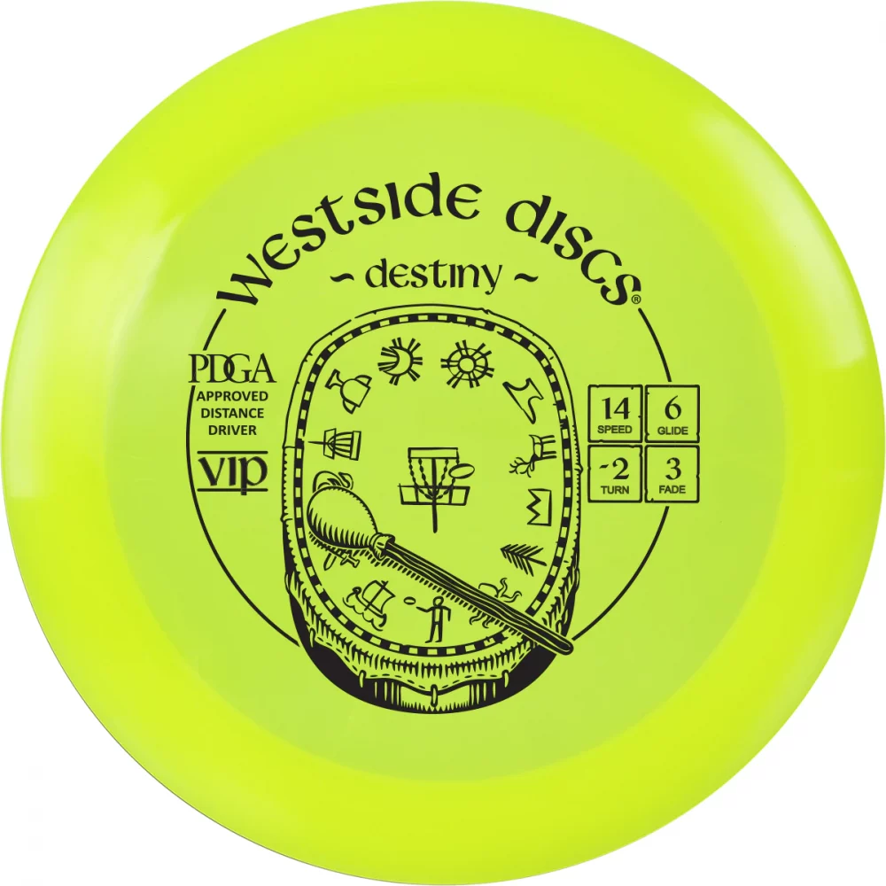 Westside Discs VIP Line Destiny yellow par3 disku golfs