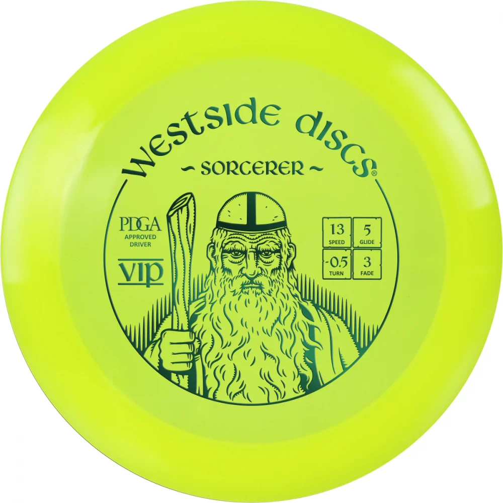 Westside Discs VIP Line Sorcerer yellow par3 disku golfs