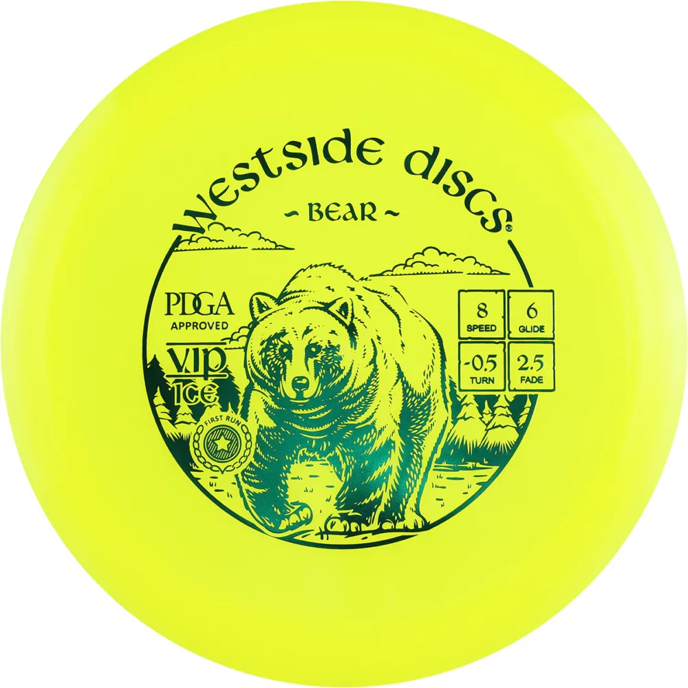 Westside Discs Vip Ice Bear yellow par3 disku golfs