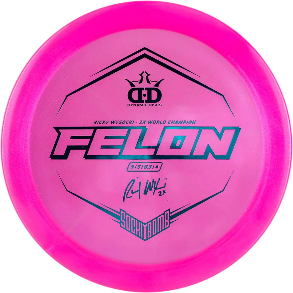 Dynamic Discs Lucid Ice Glimmer Felon - Ricky Wysocki Sockibomb Stamp pink